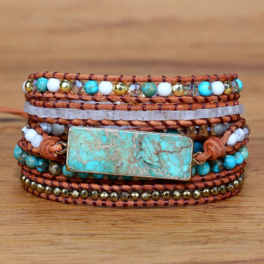 Natural Intense Turquoise Handmade Leather Bracelet